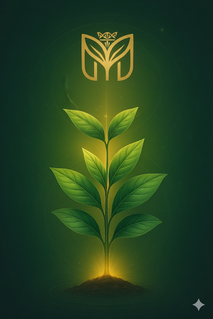 Green plant with glowing target